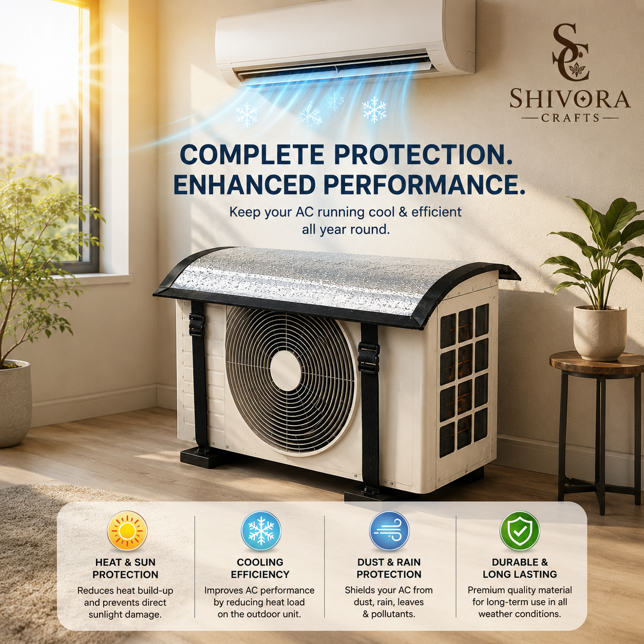 Premium AC Outdoor Unit Cover | Aluminium Coated Heat Protection Cover