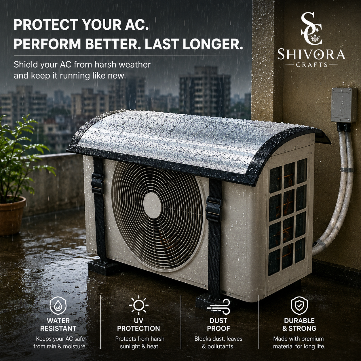 Premium AC Outdoor Unit Cover | Aluminium Coated Heat Protection Cover