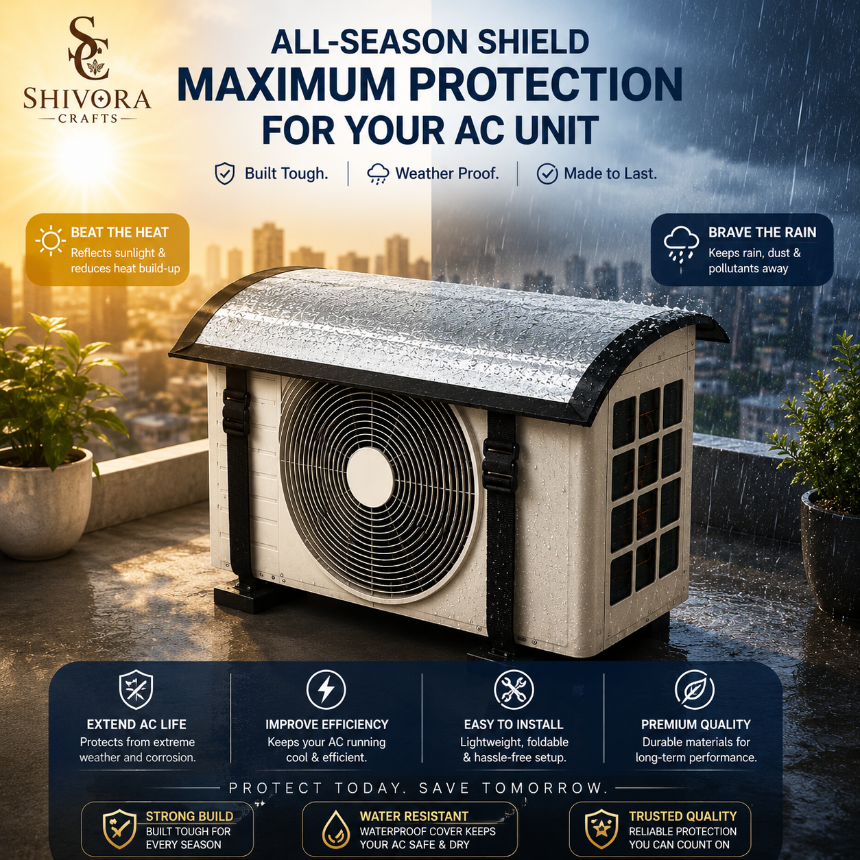 Premium AC Outdoor Unit Cover | Aluminium Coated Heat Protection Cover