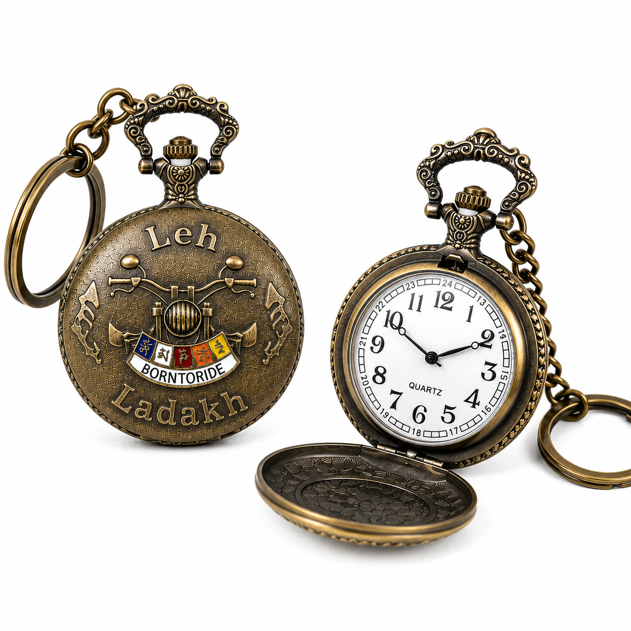 Leh Ladakh Working Quartz Vintage Pocket Watch – Antique Biker Chain Watch