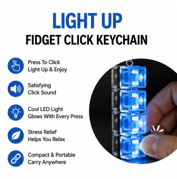 LED Clicky Fidget Keychain | Light Up Mechanical Switch Toy