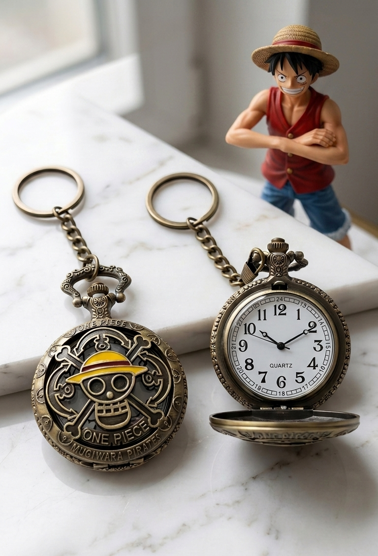 Luffy Anime Pocket Watch – Vintage Straw Hat Chain Watch